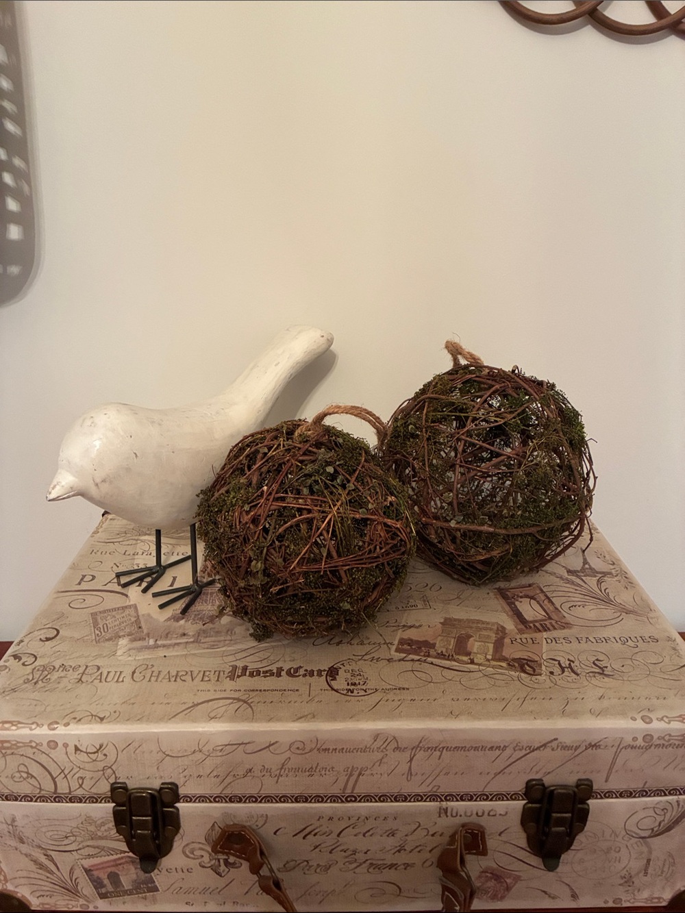 Natural Moss and Twig Decorative Spheres - Green & Brown